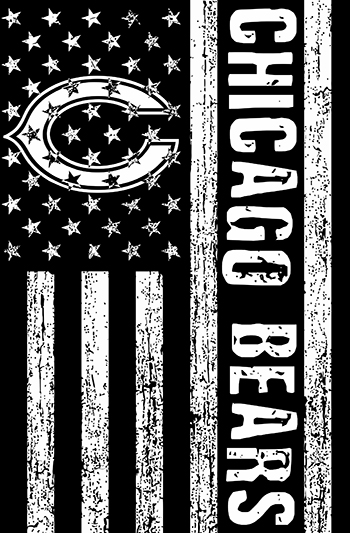 Chicago Bears Black And White American Flag logo vinyl decal